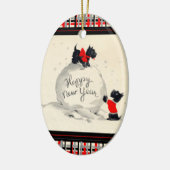 Schottliche Hunde glücklich Neues Jahr Keramik Ornament (Links)