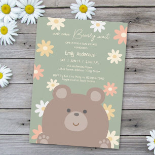 Schr süßer Teddybär geschlechtsneutrale Babyparty Einladung