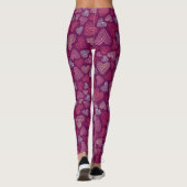 Schraffierte Kritzel-Herzen-Textur-Muster Leggings (Rückseite)
