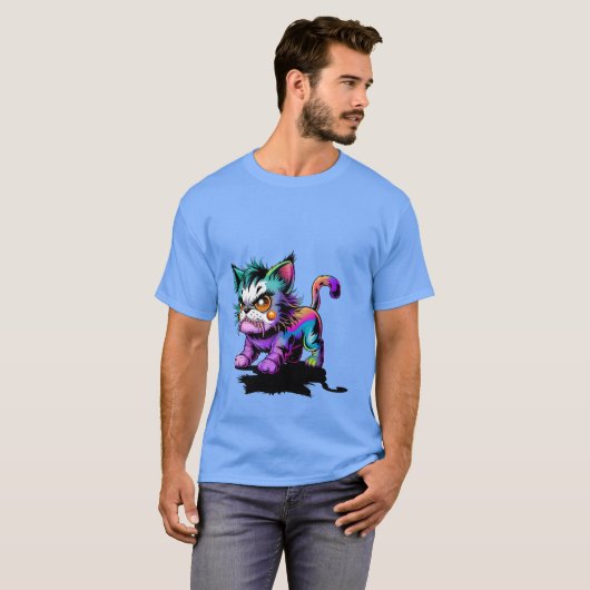 Schräge Katze T-Shirt (Vorne ganz)