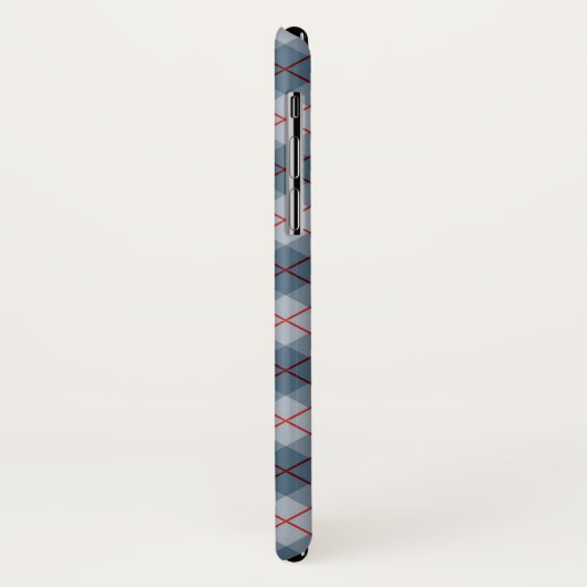 Schräger karierter Blau-Roter Streifen Case-Mate iPhone Hülle (Hinten/Links)