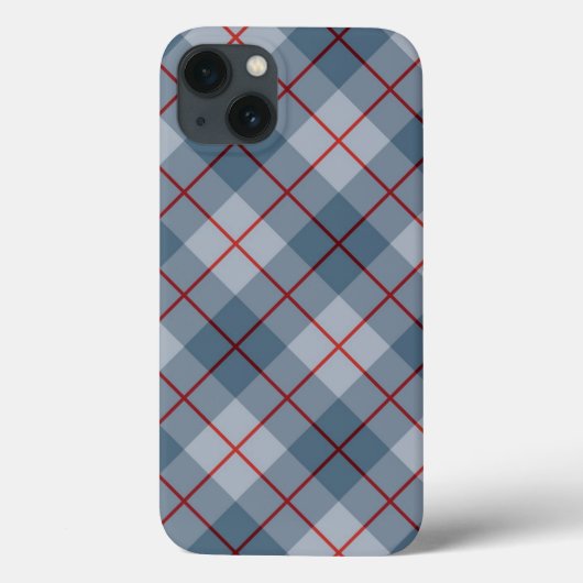 Schräger karierter Blau-Roter Streifen Case-Mate iPhone Hülle (Rückseite)