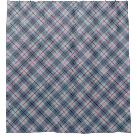 Schräger karierter Blau-Roter Streifen Duschvorhang (Vorderseite)