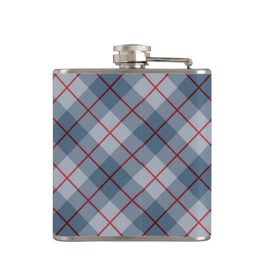 Schräger karierter Blau-Roter Streifen Flachmann (Rückseite)