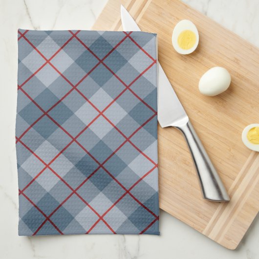 Schräger karierter Blau-Roter Streifen Geschirrtuch (Viertel Falte)
