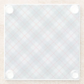 Schräger karierter Blau-Roter Streifen Glasuntersetzer (Rückseite)