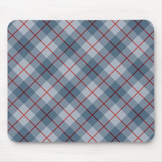 Schräger karierter Blau-Roter Streifen Mousepad (Vorne)