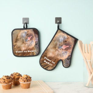 Schrägkopfhuhn-Fotografie Ofenhandschuh & Topflappen-Set