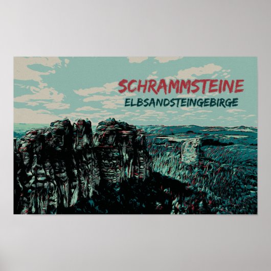Schrammsteine, Elbe Sandstone Berge Poster (Vorne)