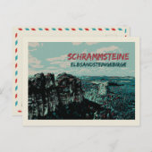 Schrammsteine, Elbe Sandstone Berge Postkarte (Vorne/Hinten)