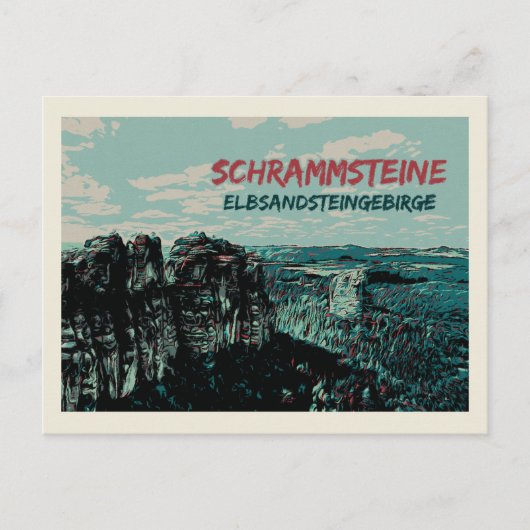 Schrammsteine, Elbe Sandstone Berge Postkarte (Vorderseite)