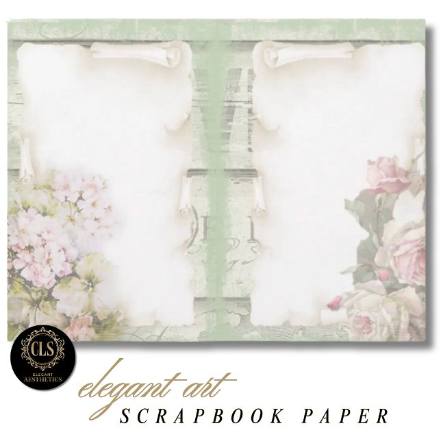 Schrappbuchpapier – Vintage Florale Ephemera (Decoupage Paper – Vintage Floral Ephemera)