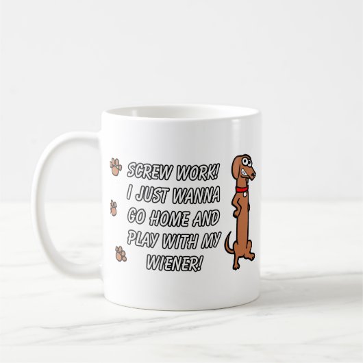 Schrauben-Arbeits-Dackel-HundeTasse Kaffeetasse (Links)