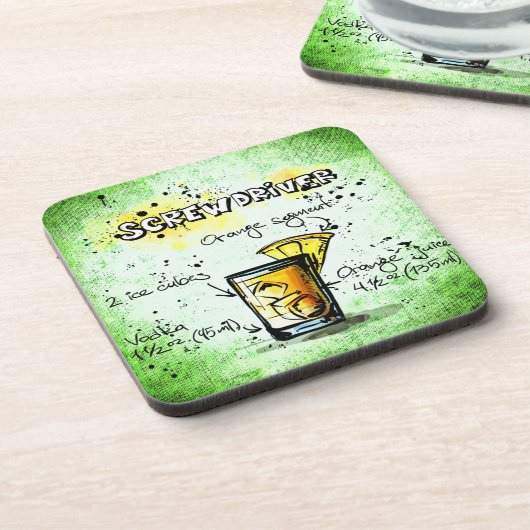 Schraubendreher Trinkrezept Getränkeuntersetzer (Linke Seite)