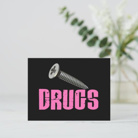 Schraubendroge rosa postkarte (Stehend Vorderseite)