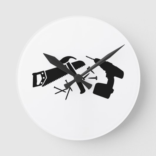 Schraubenhammer-Nägel sahen Runde Wanduhr (Vorderseite)