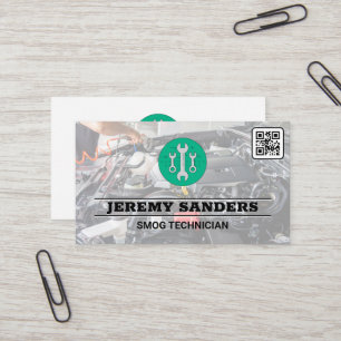 Schraubenschlüssel Auto Motor Bay QR-Code Visitenkarte