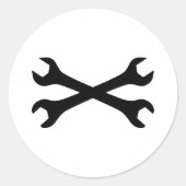 Schraubenschlüssel gekreuzt runder aufkleber (Vorderseite)
