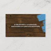 Schraubenschlüssel | Gestreifte Holzplatten | Blue Visitenkarte (Rückseite)