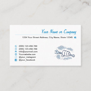 Schraubenschlüssel, handgezogen. Reparaturservice, Visitenkarte