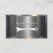 Schraubenschlüssel | Metallindustrieller Hintergru Visitenkarte (Vorderseite)