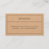 Schraubenzieher Drahtschneider Spanner Handyman Te Visitenkarte (Rückseite)