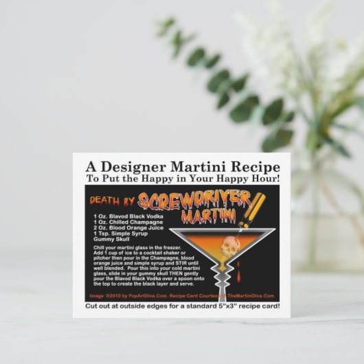 Schraubenzieher Halloween Martini Rezept Postkarte (Stehend Vorderseite)