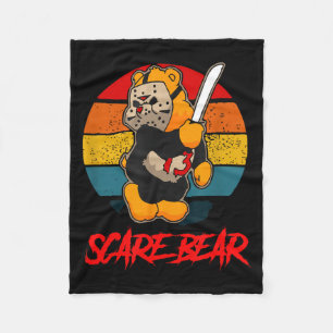 Schreckbär Horrorbär mit Messer Grusel Halloween Fleecedecke