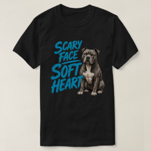 Schrecken erregendes Gesicht, weiches Herz, lustig T-Shirt