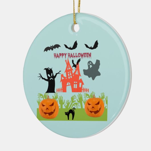 Schrecklich zauberhaftes Halloween Keramik Ornament (Links)