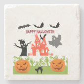 Schrecklich zauberhaftes Halloween Steinuntersetzer (Vorderseite)