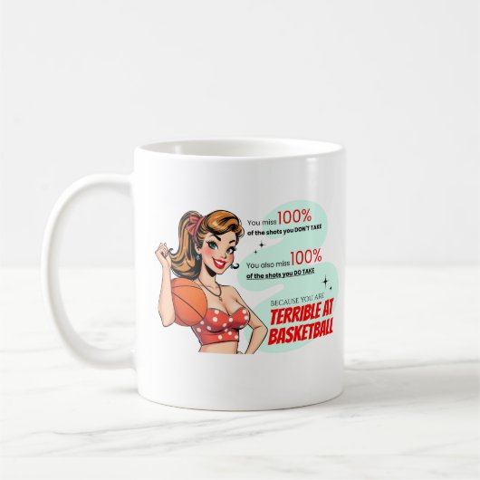 Schreckliche Basketball Spaß Sassy Retro Demotivat Kaffeetasse (Links)