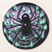 Schreckliche Gigantische Schwarze Spinne! Runder Pappuntersetzer (Vorderseite)