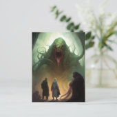 Schreckliche Grüne Kreatur Horror Kunst Postkarte (Stehend Vorderseite)