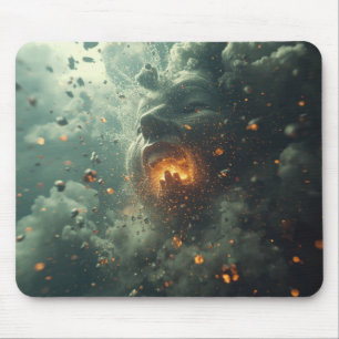 Schreckliche Szene mit einer Person, die heiße Lav Mousepad