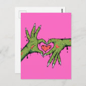 Schreckliche Zombie-Hände, die Herzen machen Postkarte (Vorne/Hinten)