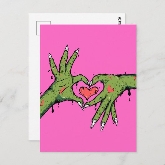 Schreckliche Zombie-Hände, die Herzen machen Postkarte (Vorne/Hinten)