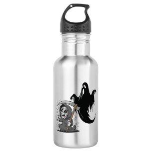 Schrecklicher grimmiger Sensenmann und Geist. Edelstahlflasche