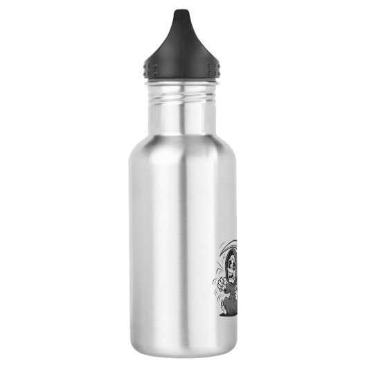 Schrecklicher grimmiger Sensenmann und Geist. Edelstahlflasche (Links)