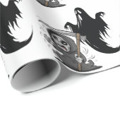 Schrecklicher grimmiger Sensenmann und Geist. Geschenkpapier (Rolleneckpunkt)