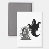 Schrecklicher grimmiger Sensenmann und Geist. Magnet (Vorderseite/Rückseite)