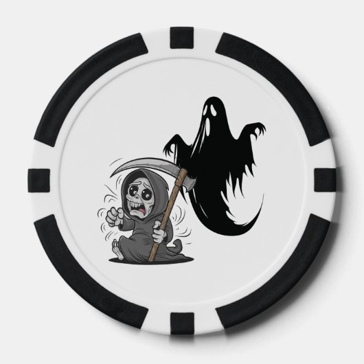 Schrecklicher grimmiger Sensenmann und Geist. Pokerchips (Vorderseite)