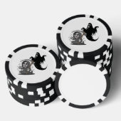 Schrecklicher grimmiger Sensenmann und Geist. Pokerchips (Stapel)