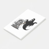 Schrecklicher grimmiger Sensenmann und Geist. Post-it Klebezettel (angewinkelt)
