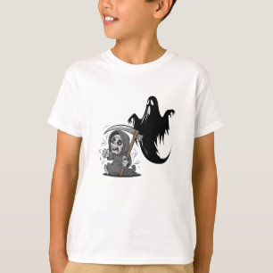 Schrecklicher grimmiger Sensenmann und Geist. T-Shirt