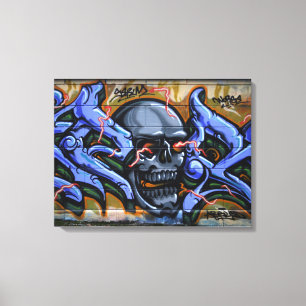 Schrecklicher Schädel mit brennenden Augen Leinwanddruck