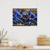 Schrecklicher Schädel mit brennenden Augen Poster (Küche)