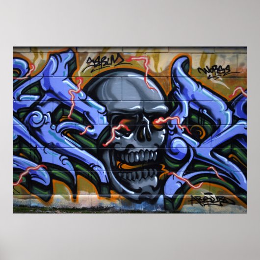 Schrecklicher Schädel mit brennenden Augen Poster (Vorne)