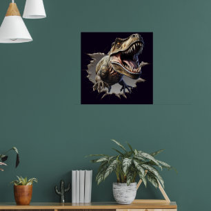 Schrecklicher Wand-Ausbruch-Dinosaurier-T-Rex-Post Poster