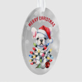 Schrecklicher weißer Bulldog in Dekorationen (Vorderseite)